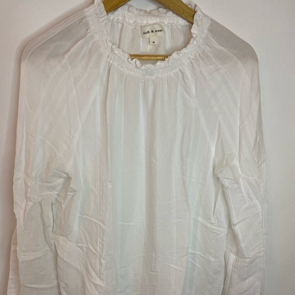 Anthropologie Cloth and Stone Textured White Off Shoulder Top - Picture 3 of 9